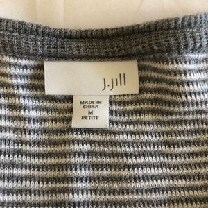 J. Jill Grey Striped Sweater- Medium